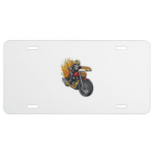 Hot Dog Rider � Funny Biker Skull License Plate