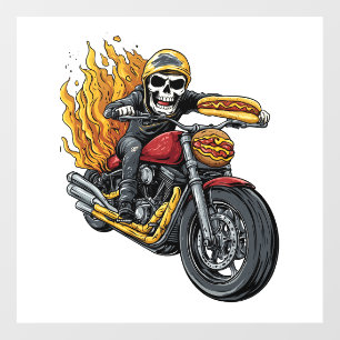 Hot Dog Rider � Funny Biker Skull Wall Decal