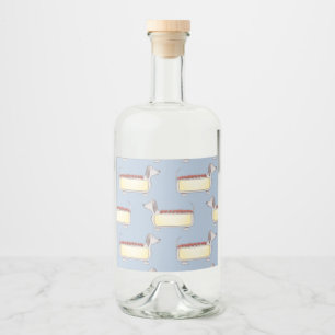 Hot dog sausage dog hand drawn seamless pattern liquor bottle label