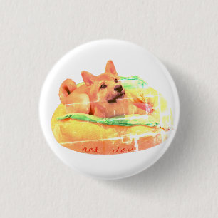 Hot Dog Shiba Badge Pinback Button