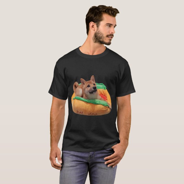 Hot Dog Shiba Shirt Black (Front Full)