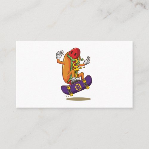 Hot_dog_skateboarding_cartoon_illustration Business Card