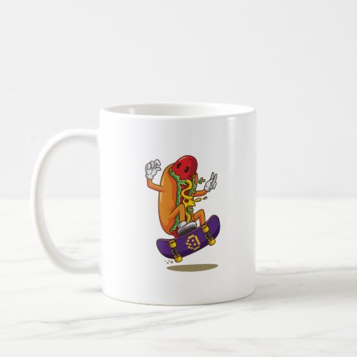 Hot_dog_skateboarding_cartoon_illustration Coffee Mug