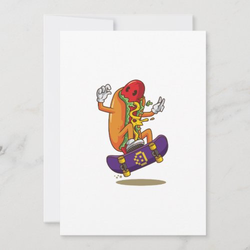 Hot_dog_skateboarding_cartoon_illustration Thank You Card