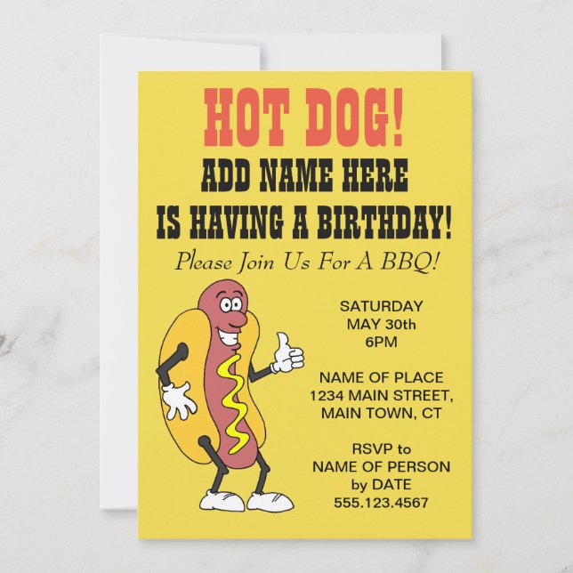 Hot Dog Someone Having A Birthday BBQ Invitation (Front)