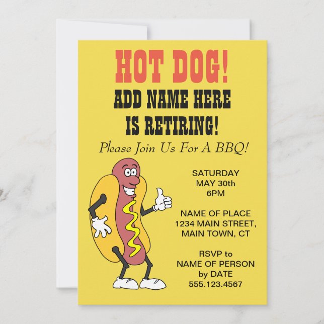 Hot Dog Someone Is Retiring BBQ Invitation (Front)