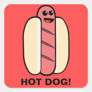 Hot Dog Square Sticker