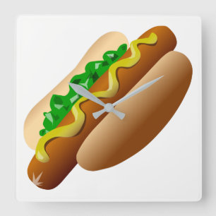 Hot dog square wall clock