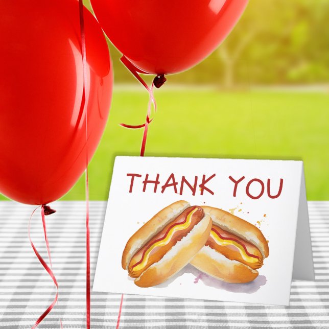 Hot Dog Summer Cookout Thank You Card – Kids BBQ P (Blank Thank You Card)
