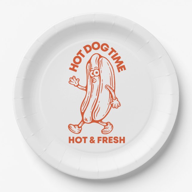 Hot Dog Time Paper Plates (Front)