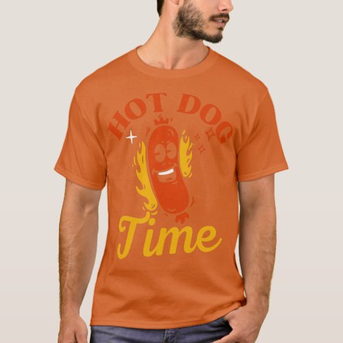 Hot Dog Time Retro Vintag Funny Hot Dog Saying T_Shirt