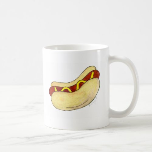 Hot Dog w Mustard on Bun Hotdog Foodie Mug