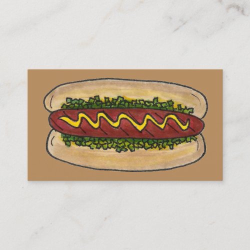 Hot Dog w Mustard Relish Food Chef Restaurant Business Card