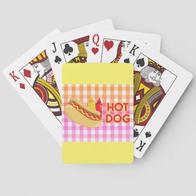 Hot Dog with Condiments Summer Picnic Poker Cards (Back)