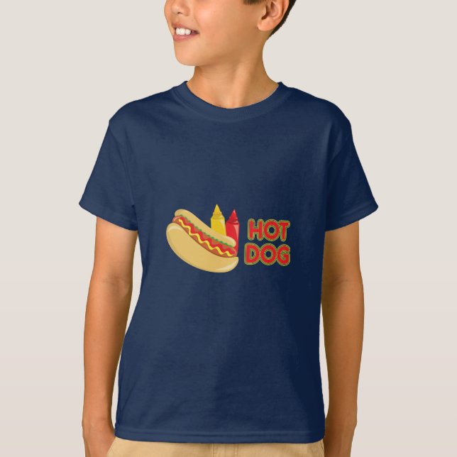 Hot Dog with Ketchup Mustard Condiments T-Shirt (Front)