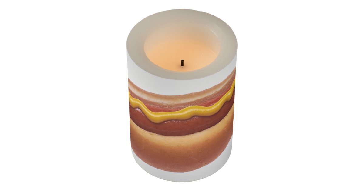 Hot Dog with Mustard Flameless Candle Zazzle