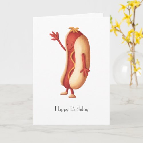 Hot Dog with Mustard Happy Birthday Personalized  Card