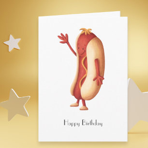 Hot Dog with Mustard Happy Birthday Personalized Card