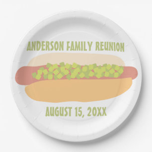 Hot Dog with Relish Personalized Party Paper Plates