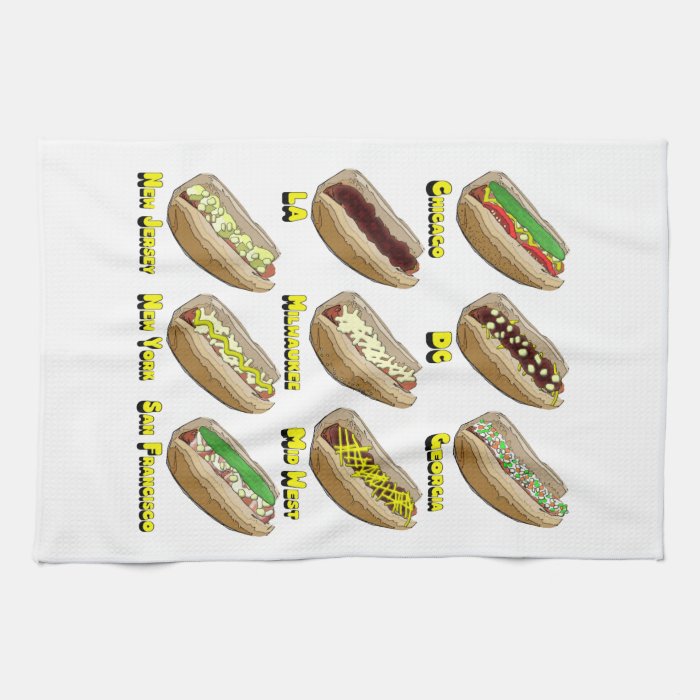 Hot Dogs Across America Kitchen Towel