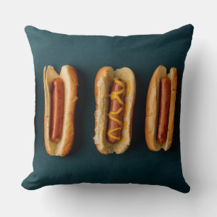 Hot Dogs and Buns Throw Pillow