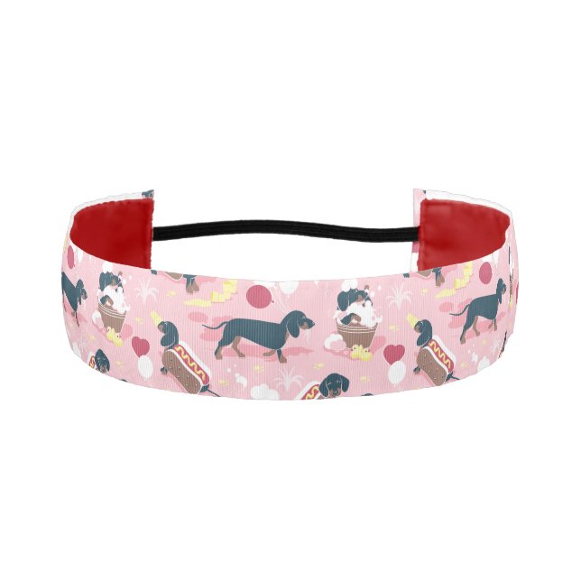 Hot dogs and lemonade summer dachshund dog  athletic headband (Front)