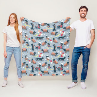 Hot dogs and lemonade summer dachshund dog fleece blanket