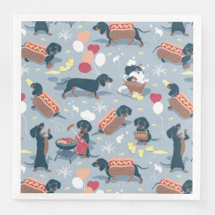 Hot dogs and lemonade summer dachshund dog paper dinner napkins