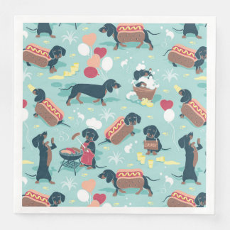 Hot dogs and lemonade summer dachshund dog  paper dinner napkins