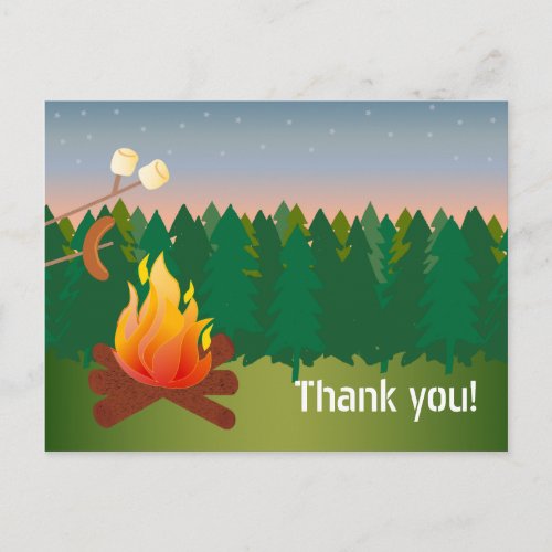 Hot Dogs and Smores Campfire Thank You Postcard