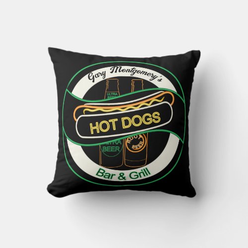 Hot Dogs  Beer Bar  Grill Throw Pillow