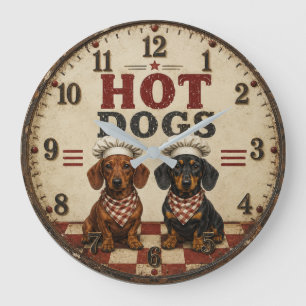 Hot Dogs Dachshund Funny Wiener Dog Kitchen Large Clock