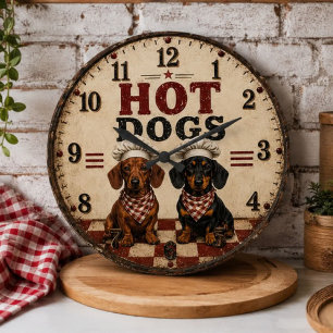 Hot Dogs Dachshund Funny Wiener Dog Kitchen Large Clock