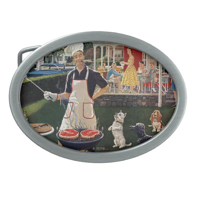 Hot Dogs Oval Belt Buckle (Front)