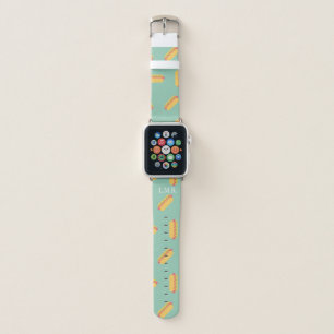 Hot Dogs Pattern Monogrammed Apple Watch Band