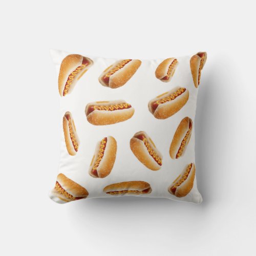 Hot dogs pattern throw pillow