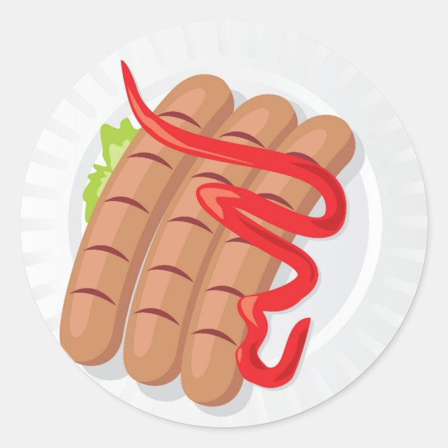 Hot Dogs Picnic Party Stickers (Front)
