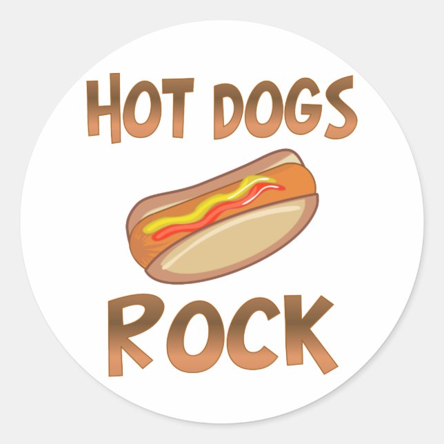 Hot Dogs Rock Classic Round Sticker (Front)
