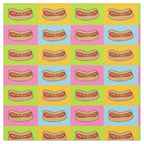 hot dogs tiled design fabric