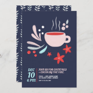 Hot Drink in Pastel Mug Cozy Holiday Invitation
