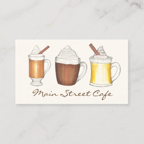 Hot Eggnog Cocoa Buttered Rum Coffee Shop Cafe Business Card