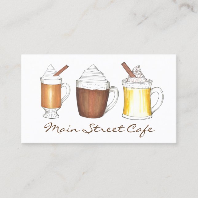 Hot Eggnog Cocoa Buttered Rum Coffee Shop Cafe Business Card (Front)