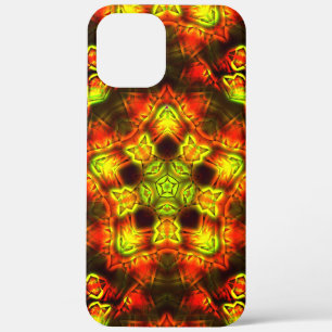 Hot ember color stars kaleidoscope on lime green t iPhone 12 pro max case