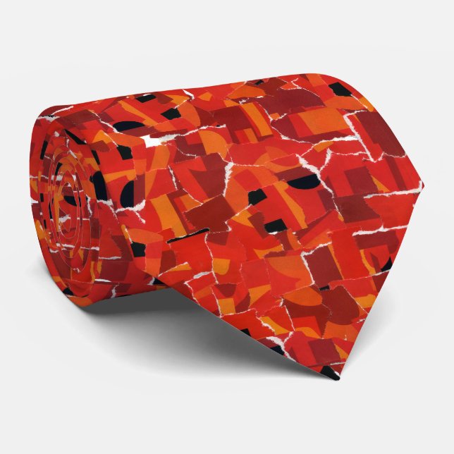 Hot Faux Mosaic Collage Neck Tie (Rolled)