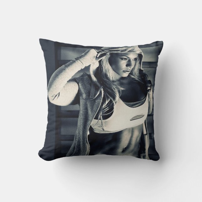 Hot Female Fitness Girl Throw Pillow (Front)