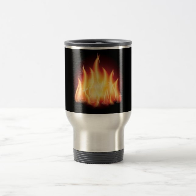 HOT FIRE FLAMES VECTOR GRAPHIC TRAVEL MUG (Center)