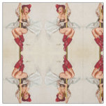 Hot Firefighter Pinup Girl Fabric