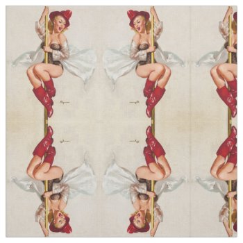 Hot Firefighter Pinup Girl Fabric by PinUpGallery at Zazzle