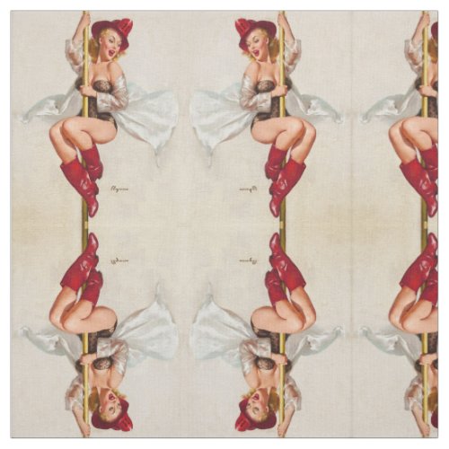 Hot Firefighter Pinup Girl Fabric