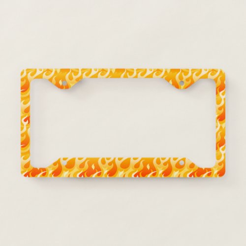 Hot flames license plate frame